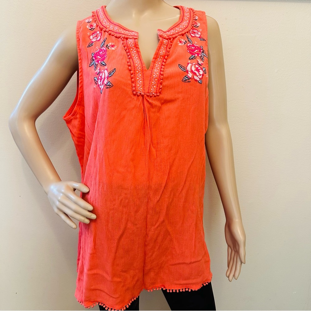 Whisper Cotton V-Neck Boho Style. Sz 0X